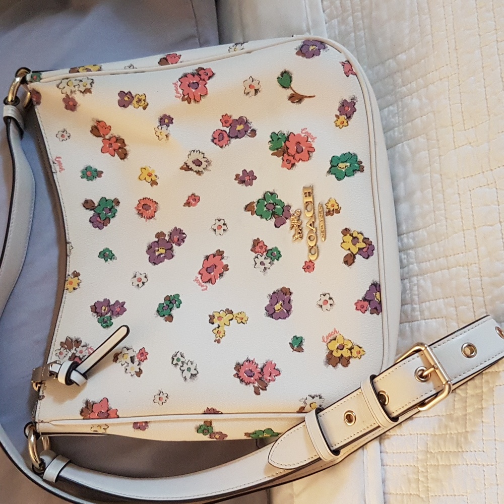 Coach Floral Print White Shoulder Bag - Picture 1 of 15